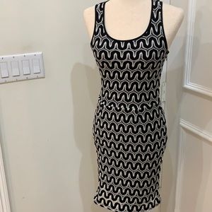 Banana republic fitted geometric black white dress